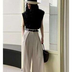 Pixie Market Pleated Parachute Pants Oat Cream size medium